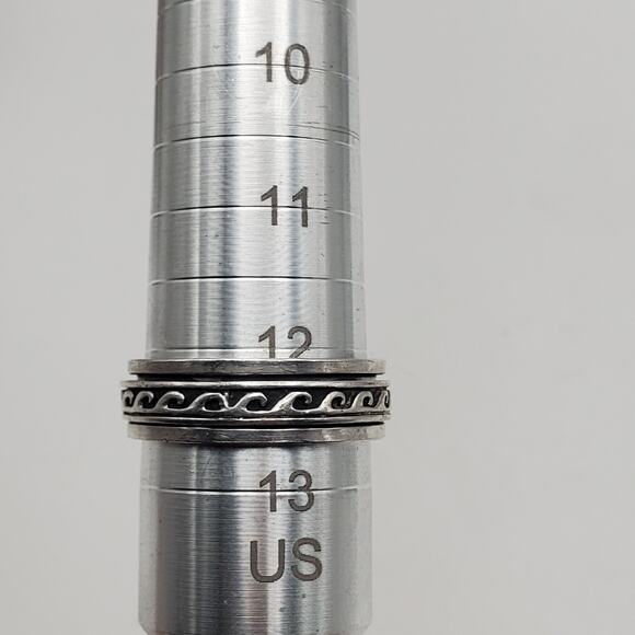 Vintage 925 Sterling Silver Wave Design Band Spinner Ring Size 12.5 - Picture 8 of 10